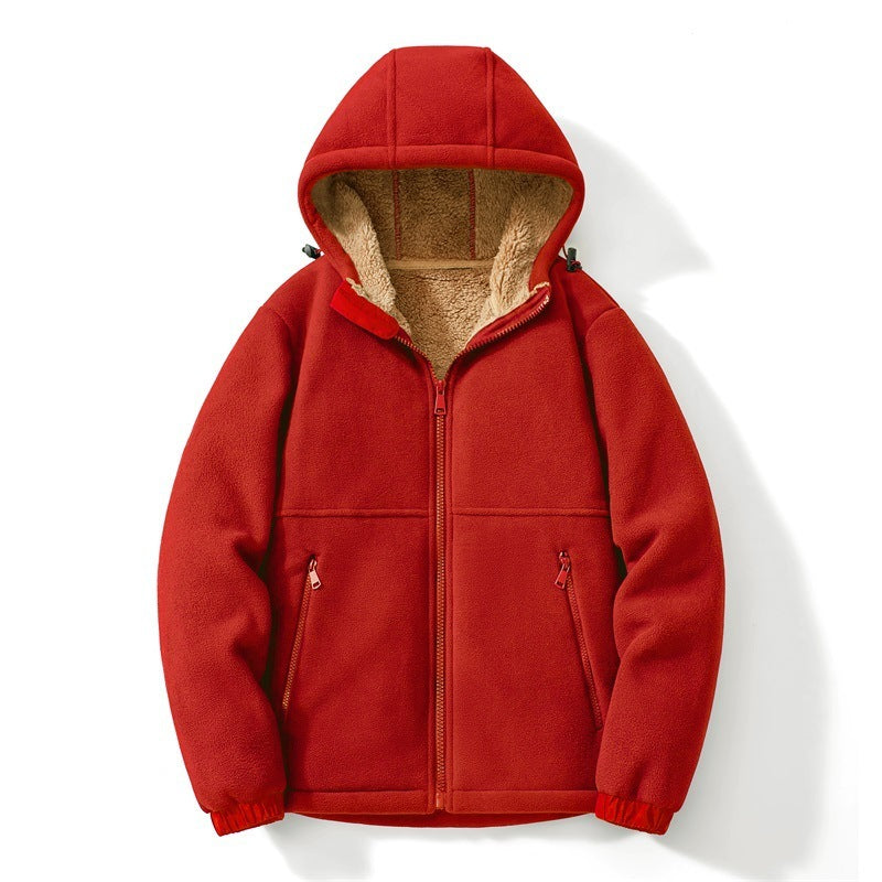 Casual Hooded Lambswool Fleece Lined Padded Warm Keeping Jacket